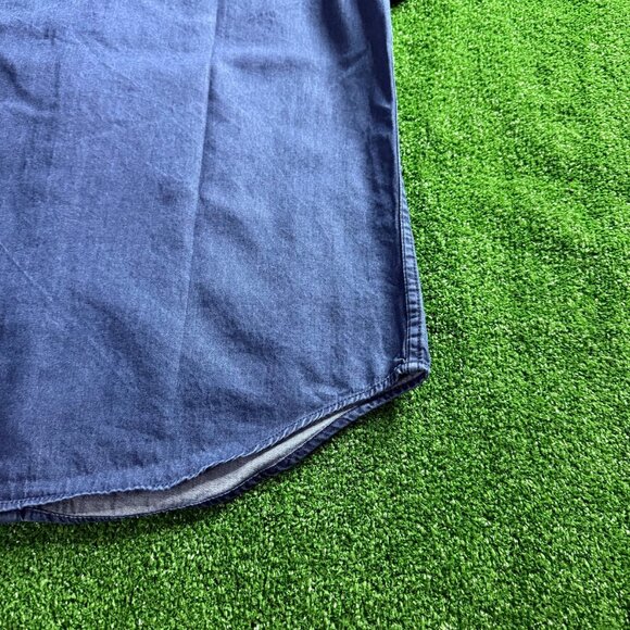 Calvin Klein Jeans Mens Short Sleeve Metal Snap Logo Casual Jeans Shirt Size M - Picture 12 of 15